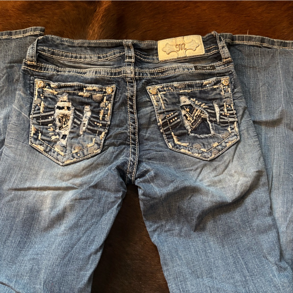 Miss me Embroidered Blue Denim Jeans